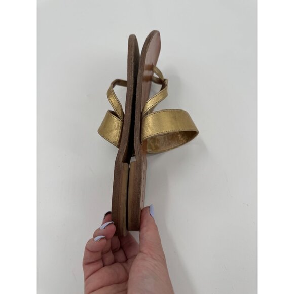 M. Gemi The Medio Metallic Gold Leather Sandals Size 40 or US 9 Flat Slip-On Mad - Picture 4 of 11
